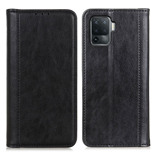 Leather Case Stands Flip Cover Holder D03Y for Oppo F19 Pro Black