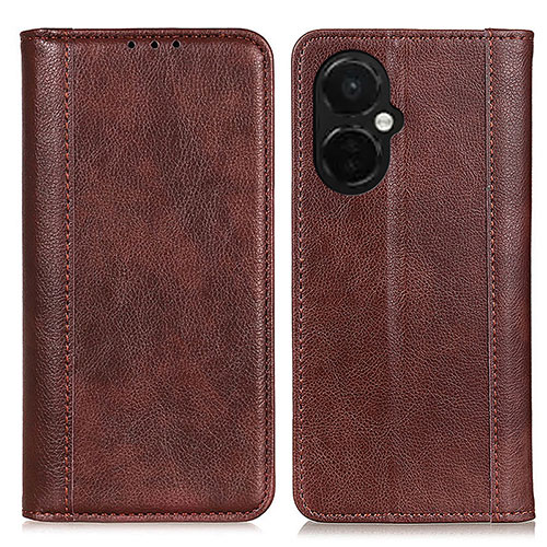 Leather Case Stands Flip Cover Holder D03Y for Oppo K11x 5G Brown