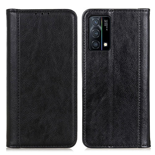 Leather Case Stands Flip Cover Holder D03Y for Oppo K9 5G Black