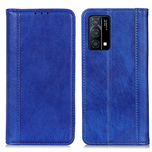 Leather Case Stands Flip Cover Holder D03Y for Oppo K9 5G Blue