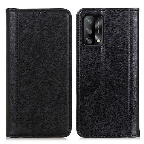 Leather Case Stands Flip Cover Holder D03Y for Oppo Reno6 Lite Black