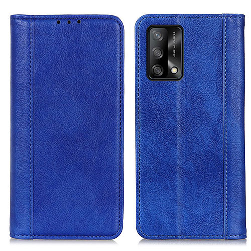 Leather Case Stands Flip Cover Holder D03Y for Oppo Reno6 Lite Blue