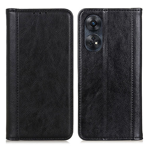 Leather Case Stands Flip Cover Holder D03Y for Oppo Reno8 T 4G Black