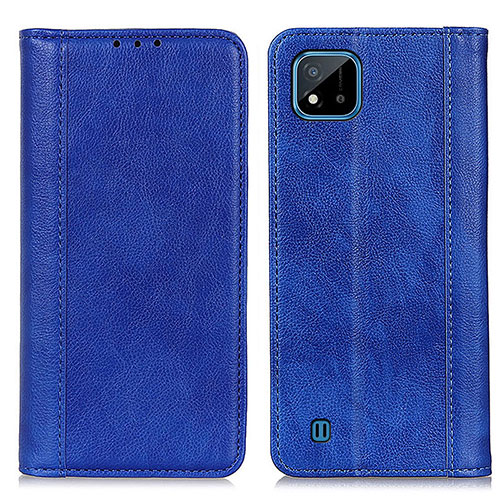 Leather Case Stands Flip Cover Holder D03Y for Realme C20 Blue