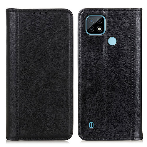 Leather Case Stands Flip Cover Holder D03Y for Realme C21 Black