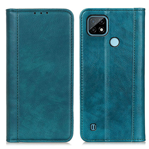 Leather Case Stands Flip Cover Holder D03Y for Realme C21 Green