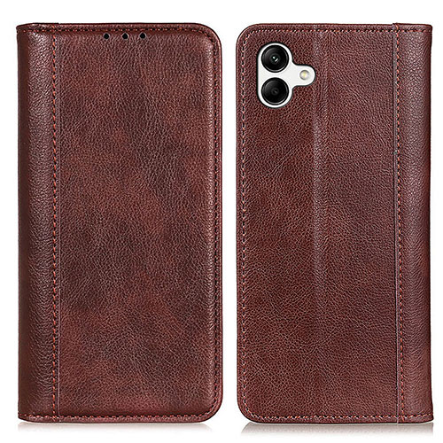 Leather Case Stands Flip Cover Holder D03Y for Samsung Galaxy F14 5G Brown