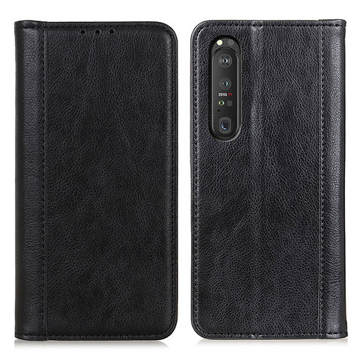 Leather Case Stands Flip Cover Holder D03Y for Sony Xperia 1 III Black