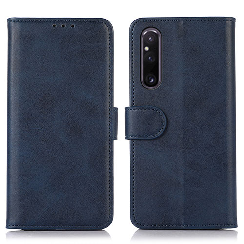 Leather Case Stands Flip Cover Holder D03Y for Sony Xperia 1 V Blue