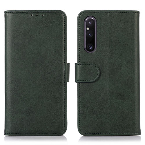 Leather Case Stands Flip Cover Holder D03Y for Sony Xperia 1 V Green