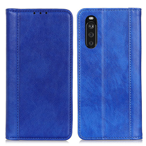 Leather Case Stands Flip Cover Holder D03Y for Sony Xperia 10 III Lite Blue