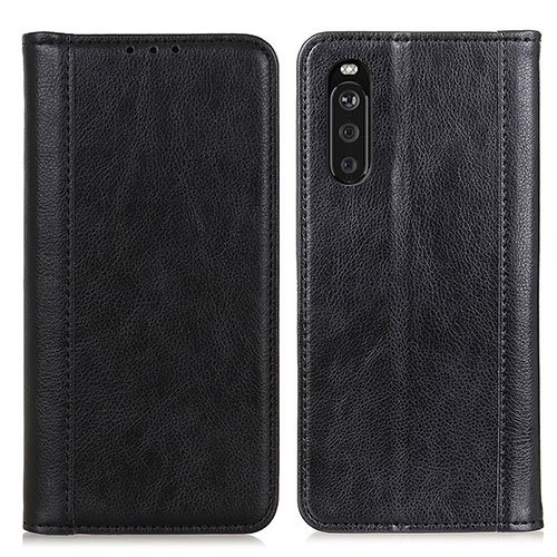 Leather Case Stands Flip Cover Holder D03Y for Sony Xperia 10 III SO-52B Black