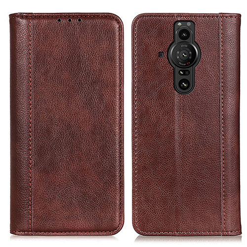 Leather Case Stands Flip Cover Holder D03Y for Sony Xperia PRO-I Brown