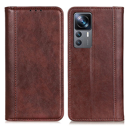 Leather Case Stands Flip Cover Holder D03Y for Xiaomi Mi 12T 5G Brown