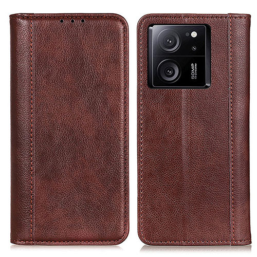 Leather Case Stands Flip Cover Holder D03Y for Xiaomi Mi 13T 5G Brown