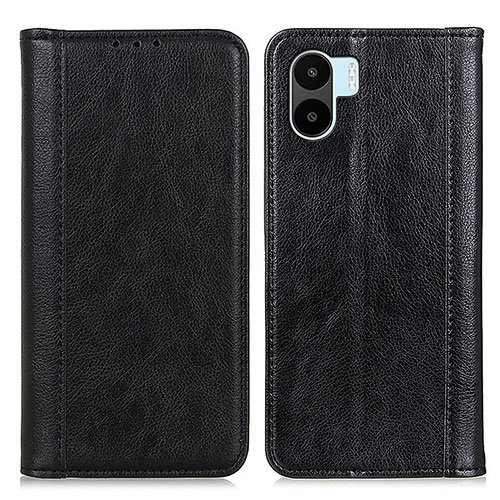 Leather Case Stands Flip Cover Holder D03Y for Xiaomi Poco C51 Black