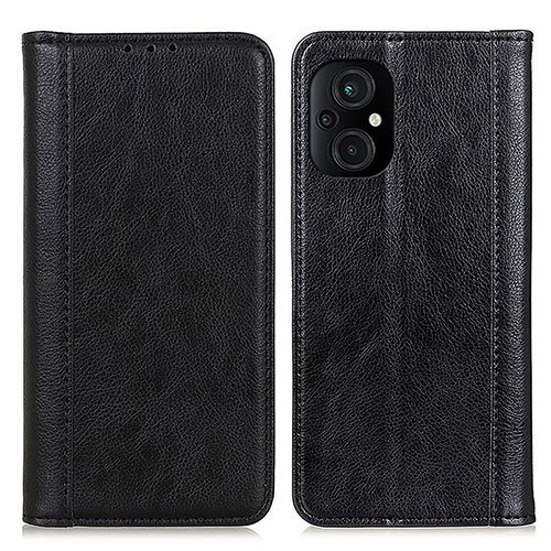 Leather Case Stands Flip Cover Holder D03Y for Xiaomi Poco M5 4G Black