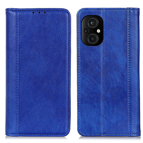 Leather Case Stands Flip Cover Holder D03Y for Xiaomi Poco M5 4G Blue