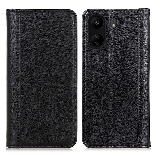 Leather Case Stands Flip Cover Holder D03Y for Xiaomi Redmi 13C Black