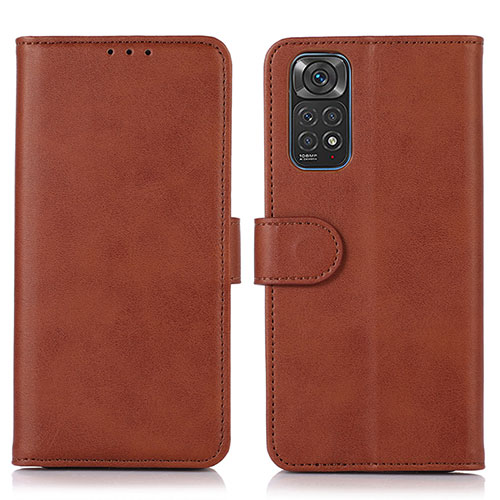 Leather Case Stands Flip Cover Holder D03Y for Xiaomi Redmi Note 11 4G (2022) Brown