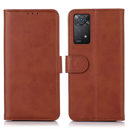 Leather Case Stands Flip Cover Holder D03Y for Xiaomi Redmi Note 11 Pro 4G Brown