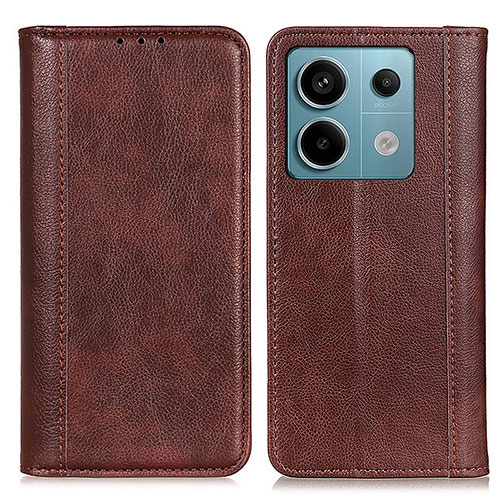 Leather Case Stands Flip Cover Holder D03Y for Xiaomi Redmi Note 13 Pro 5G Brown