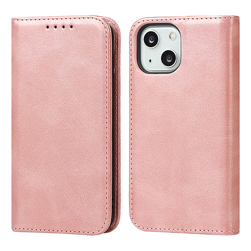 Leather Case Stands Flip Cover Holder D04T for Apple iPhone 15 Plus Pink