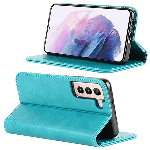 Leather Case Stands Flip Cover Holder D04T for Samsung Galaxy S23 5G Sky Blue