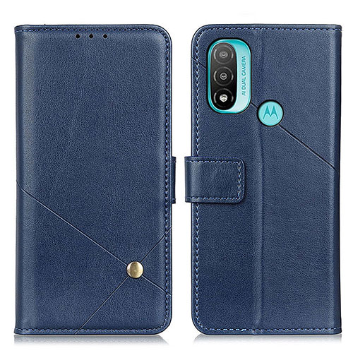 Leather Case Stands Flip Cover Holder D04Y for Motorola Moto E20 Blue