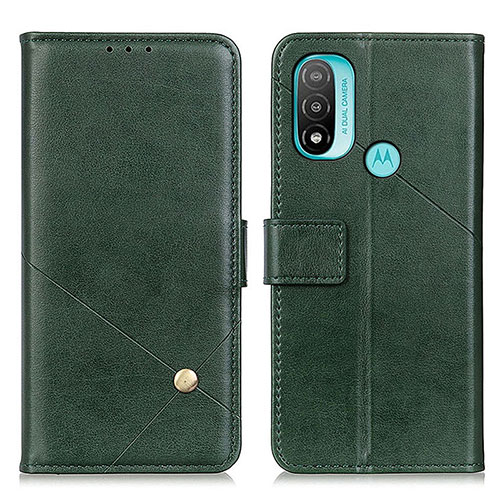 Leather Case Stands Flip Cover Holder D04Y for Motorola Moto E30 Green