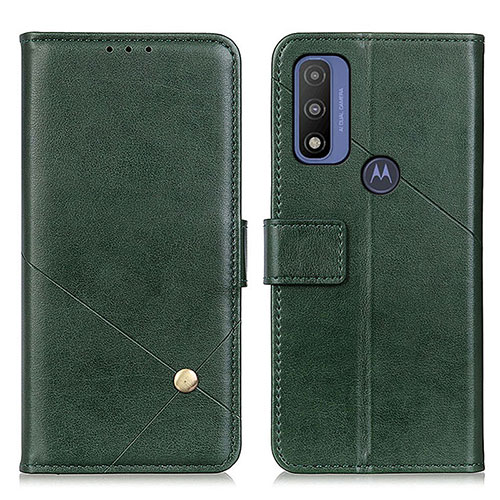 Leather Case Stands Flip Cover Holder D04Y for Motorola Moto G Pure Green