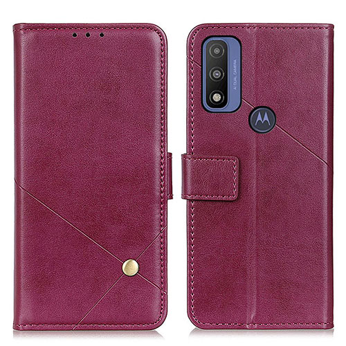 Leather Case Stands Flip Cover Holder D04Y for Motorola Moto G Pure Purple