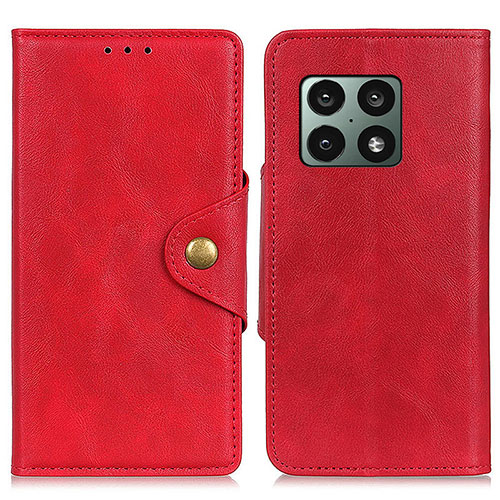 Leather Case Stands Flip Cover Holder D04Y for OnePlus 10 Pro 5G Red