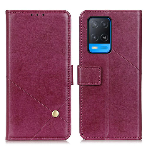 Leather Case Stands Flip Cover Holder D04Y for Oppo A54 4G Purple