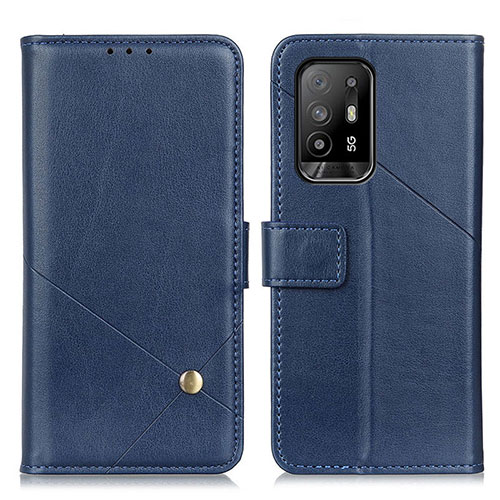 Leather Case Stands Flip Cover Holder D04Y for Oppo F19 Pro+ Plus 5G Blue