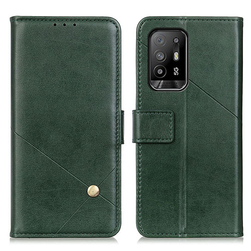 Leather Case Stands Flip Cover Holder D04Y for Oppo F19 Pro+ Plus 5G Green