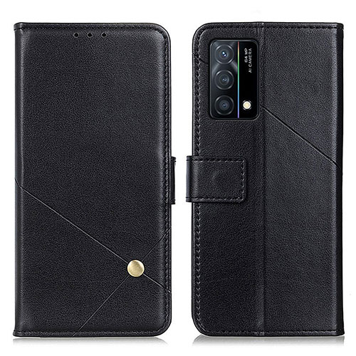 Leather Case Stands Flip Cover Holder D04Y for Oppo K9 5G Black