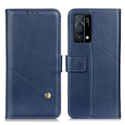 Leather Case Stands Flip Cover Holder D04Y for Oppo K9 5G Blue