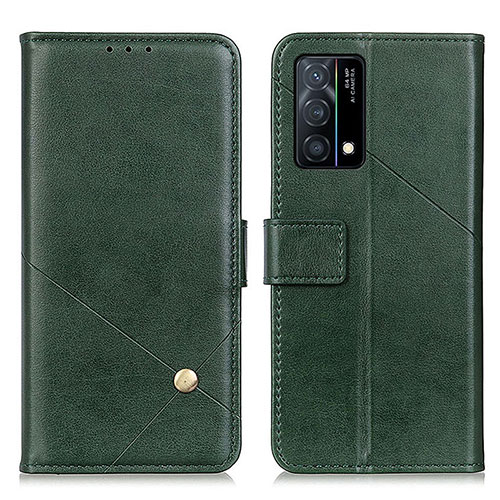 Leather Case Stands Flip Cover Holder D04Y for Oppo K9 5G Green