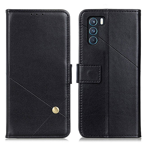 Leather Case Stands Flip Cover Holder D04Y for Oppo K9 Pro 5G Black