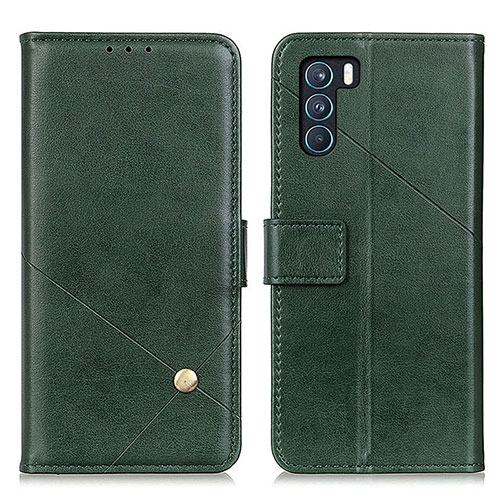 Leather Case Stands Flip Cover Holder D04Y for Oppo K9 Pro 5G Green