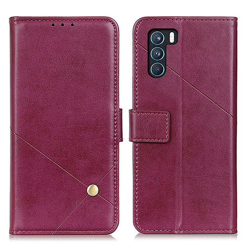 Leather Case Stands Flip Cover Holder D04Y for Oppo K9 Pro 5G Purple