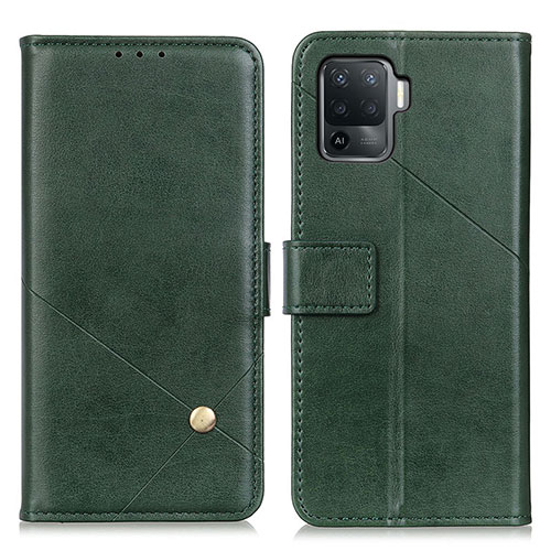 Leather Case Stands Flip Cover Holder D04Y for Oppo Reno5 Lite Green