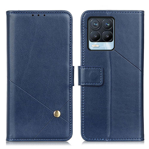 Leather Case Stands Flip Cover Holder D04Y for Realme 8 4G Blue