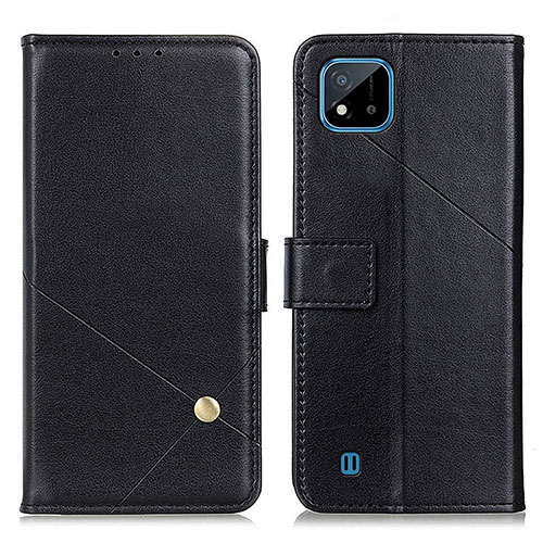 Leather Case Stands Flip Cover Holder D04Y for Realme C20 Black