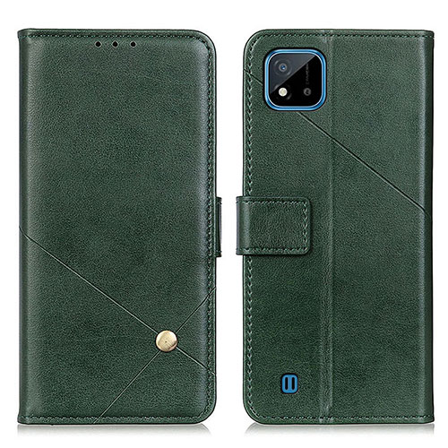 Leather Case Stands Flip Cover Holder D04Y for Realme C20 Green