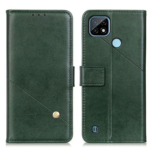 Leather Case Stands Flip Cover Holder D04Y for Realme C21 Green