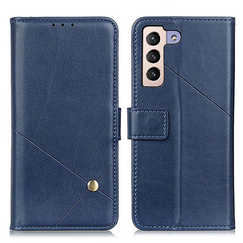 Leather Case Stands Flip Cover Holder D04Y for Samsung Galaxy S21 5G Blue