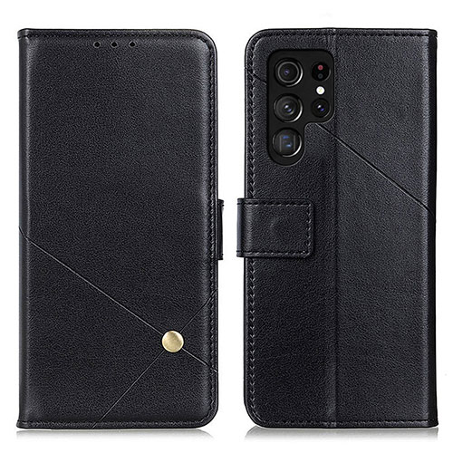 Leather Case Stands Flip Cover Holder D04Y for Samsung Galaxy S21 Ultra 5G Black