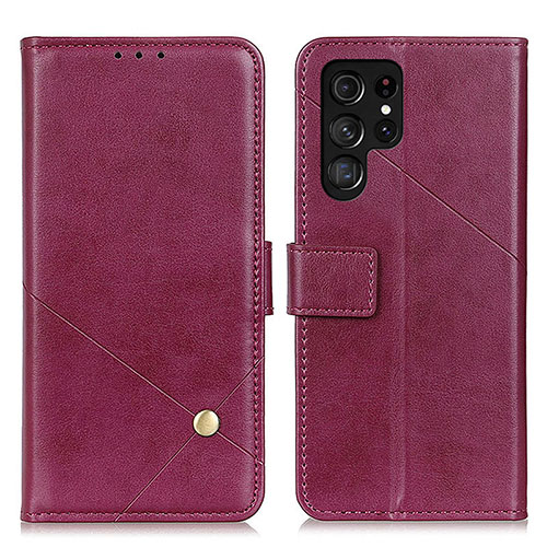 Leather Case Stands Flip Cover Holder D04Y for Samsung Galaxy S21 Ultra 5G Purple